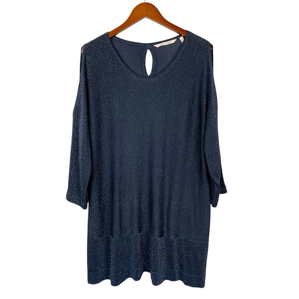 Soft Surroundings Eudora Twinkle Sweater Tunic Top Sparkling Blue Women's 2X